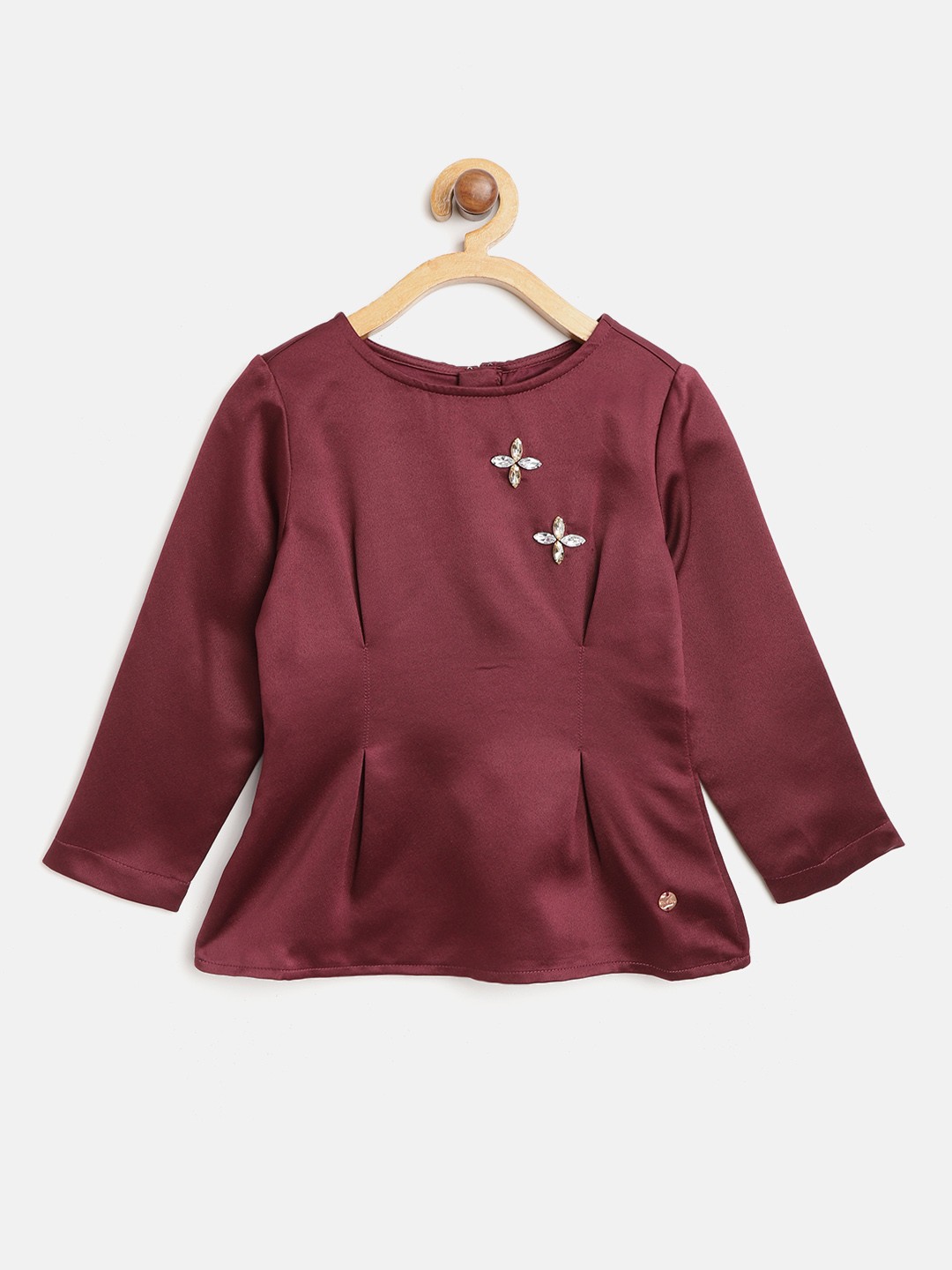 

Gini and Jony Girls Burgundy Solid A-Line Top