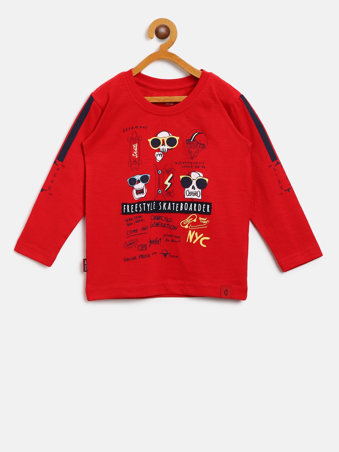 

Gini and Jony Boys Red Printed Round Neck T-shirt