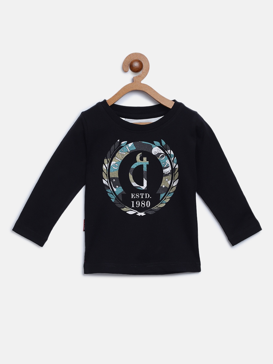 

Gini and Jony Boys Black Printed Round Neck T-shirt