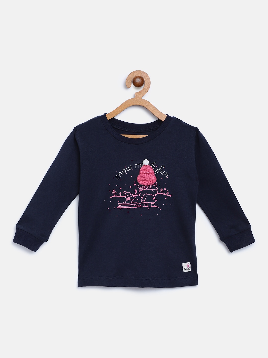 

Gini and Jony Girls Navy Blue Printed Round Neck Pure Cotton T-shirt