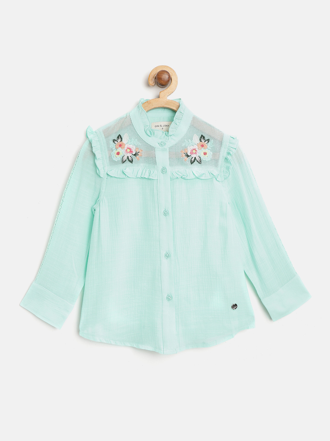 

Gini and Jony Girls Sea Green Regular Fit Solid Casual Shirt