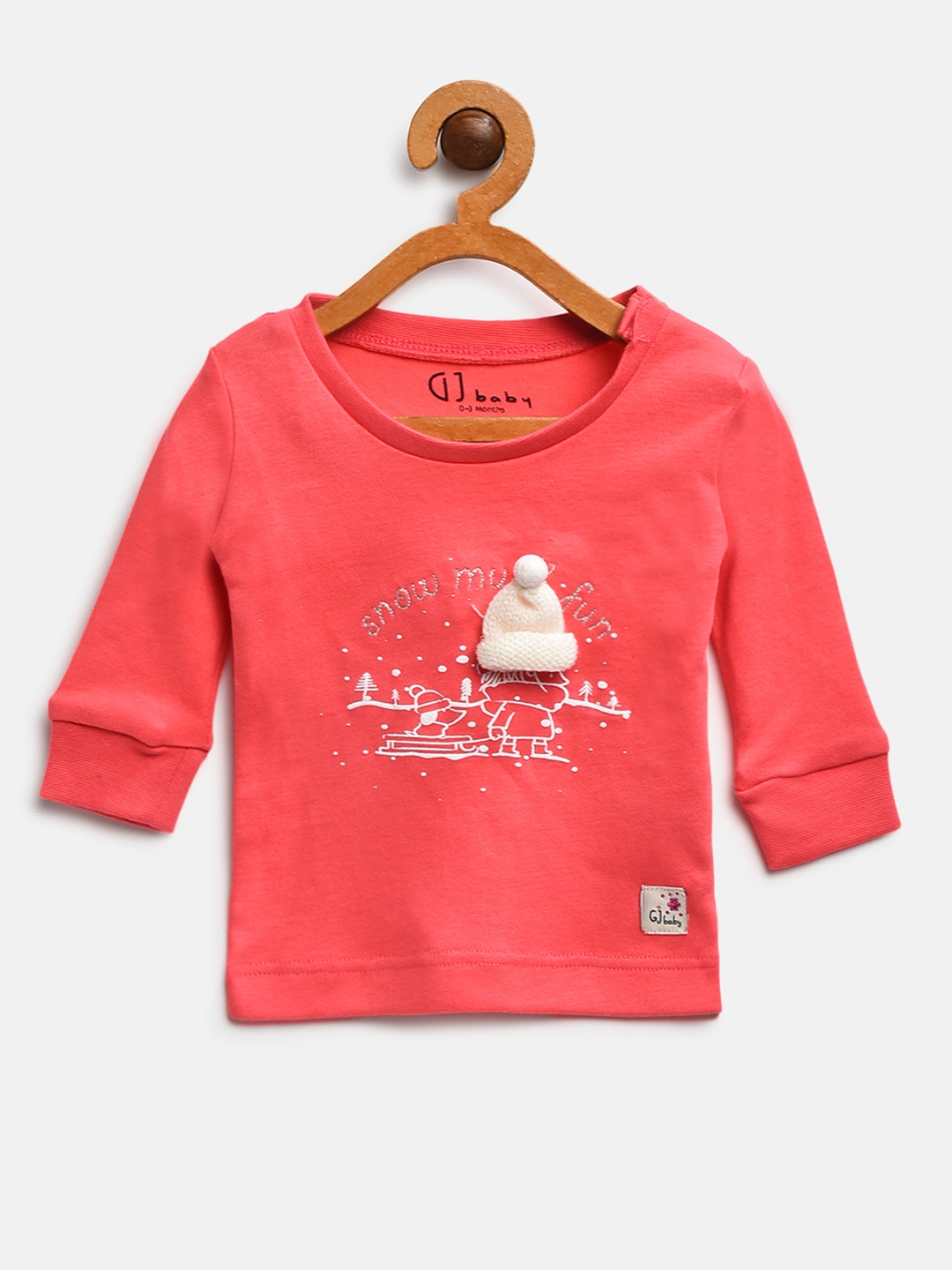 

Gini and Jony Girls Pink Printed Round Neck Pure Cotton T-shirt