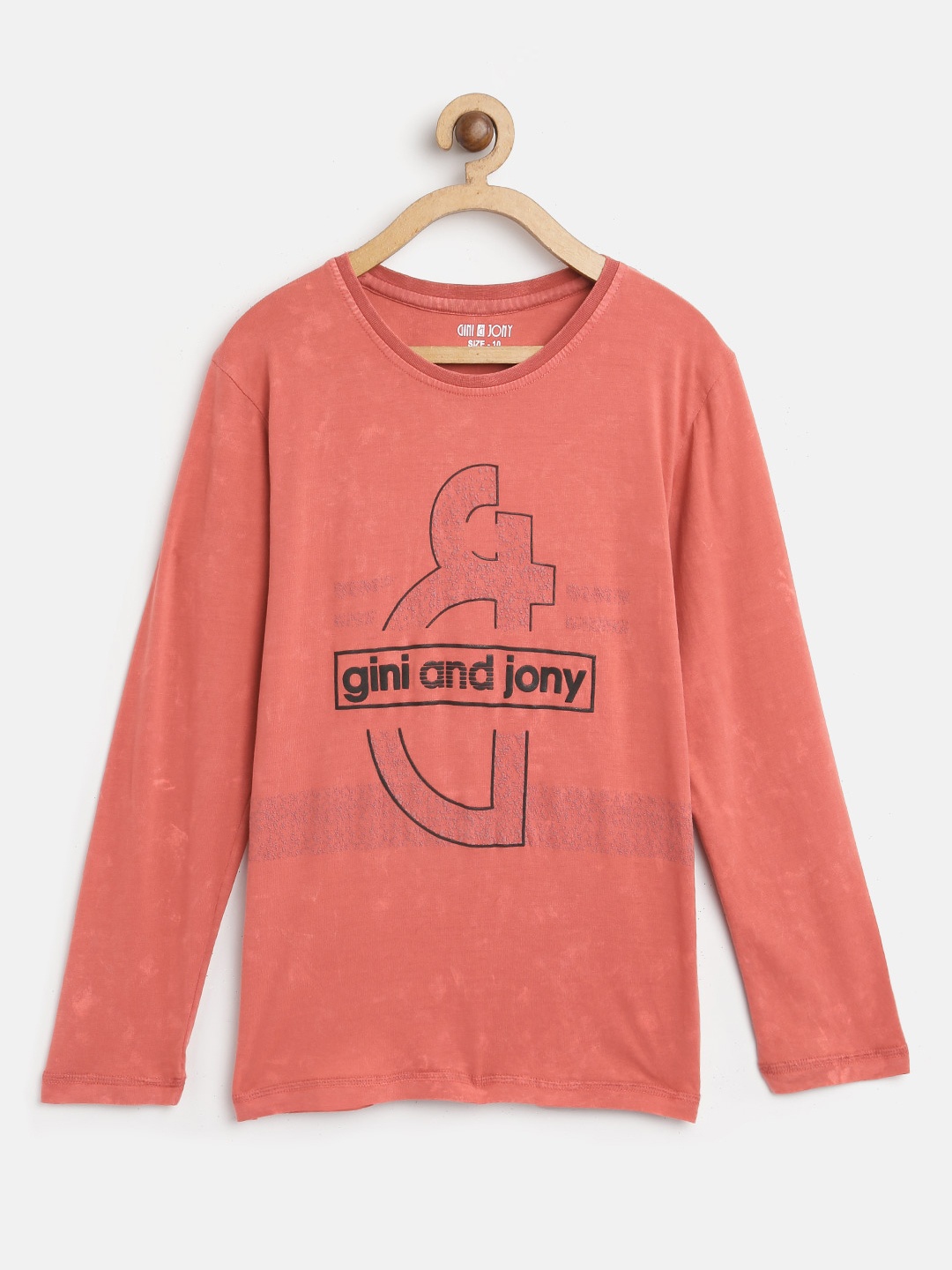 

Gini and Jony Boys Rust Red Printed Round Neck T-shirt
