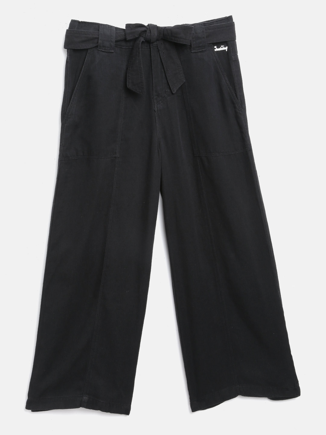 

Gini and Jony Girls Black Regular Fit Solid Culottes with Belt