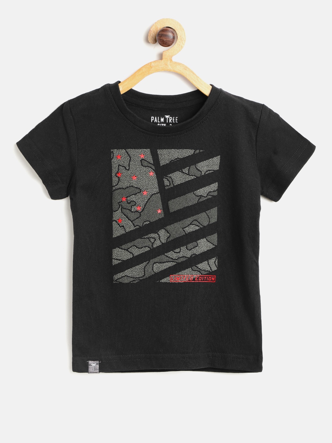 

Palm Tree Boys Black & Charcoal Grey Printed Round Neck T-shirt