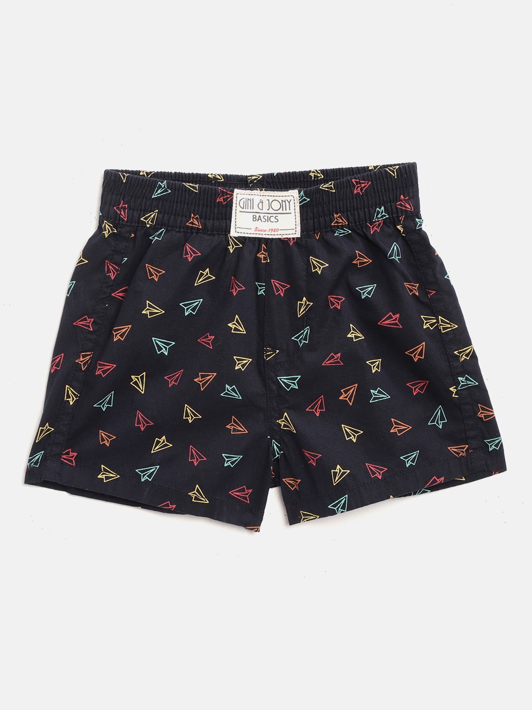 

Gini & Jony Boys Navy Blue & Red Printed Pure Cotton Boxers