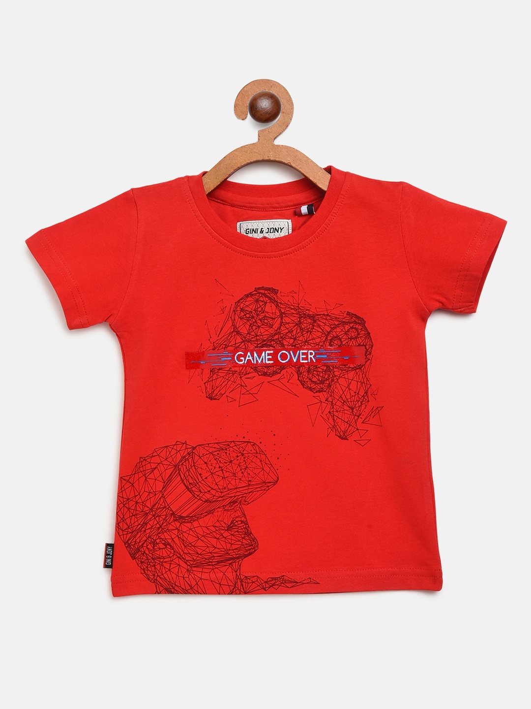 

Gini and Jony Boys Red Printed Round Neck T-shirt