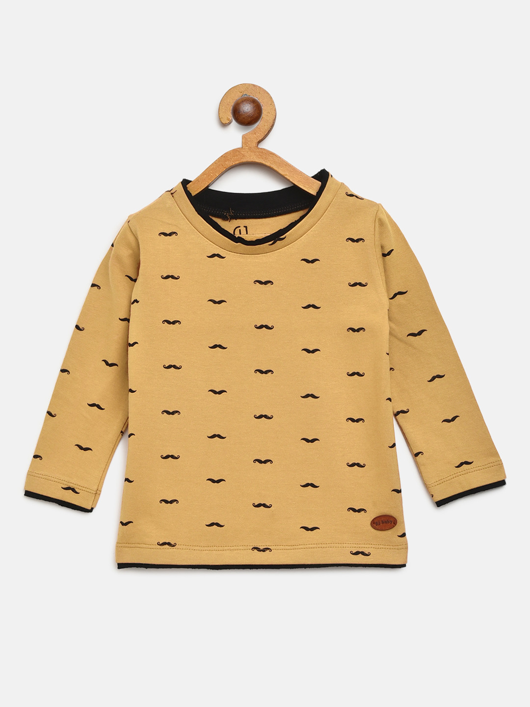 

Gini and Jony Boys Khaki Black Printed Round Neck Pure Cotton T-shirt