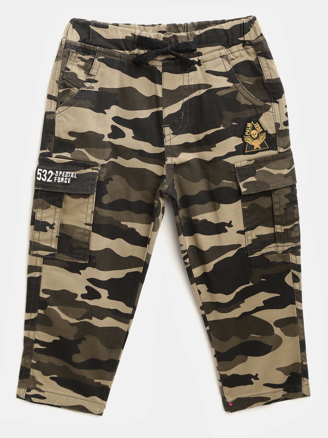 

Palm Tree Boys Khaki & Olive Green Regular Fit Printed Cargos