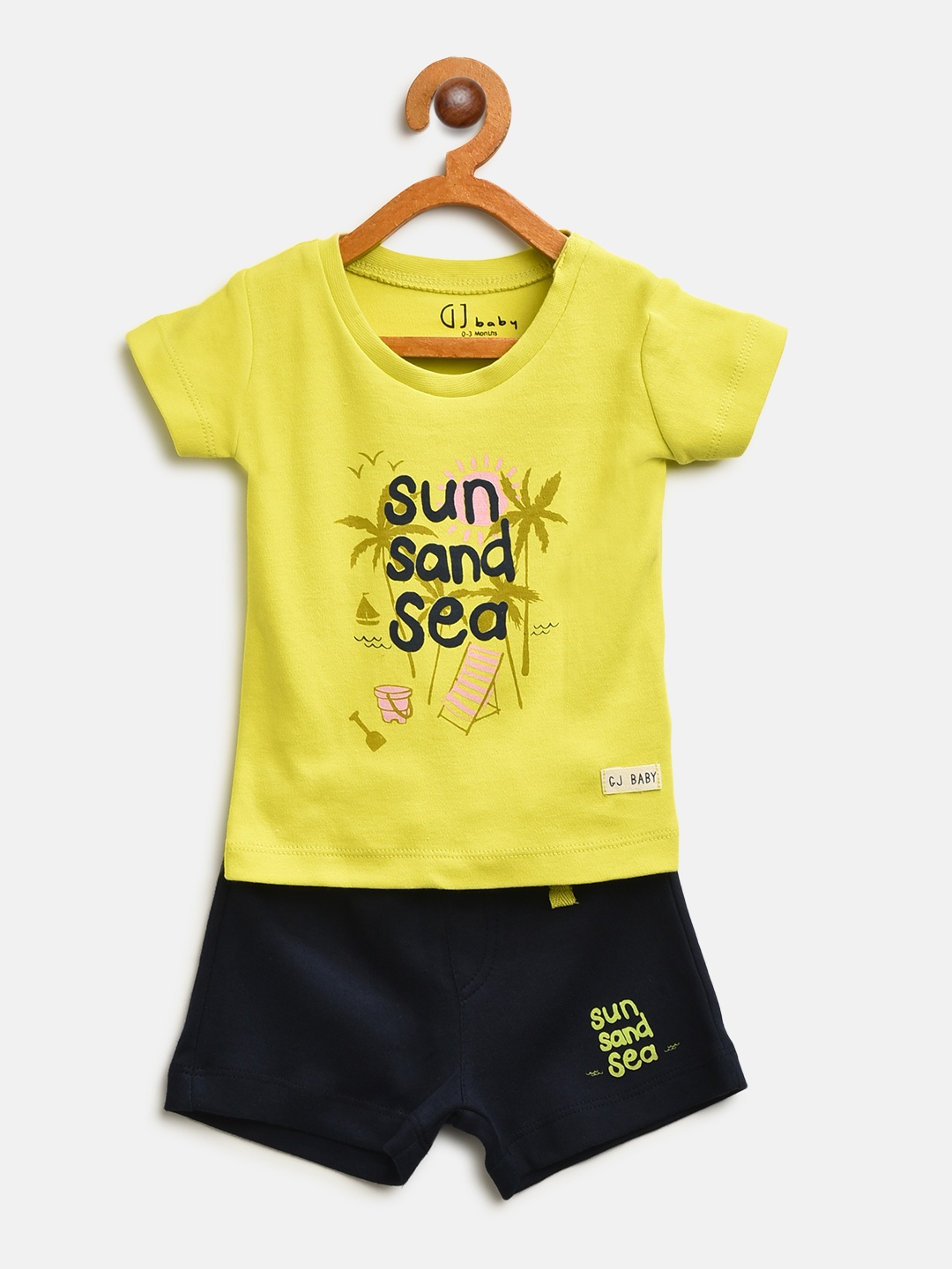 

Gini and Jony Girls Lime Green & Navy Printed T-shirt with Shorts