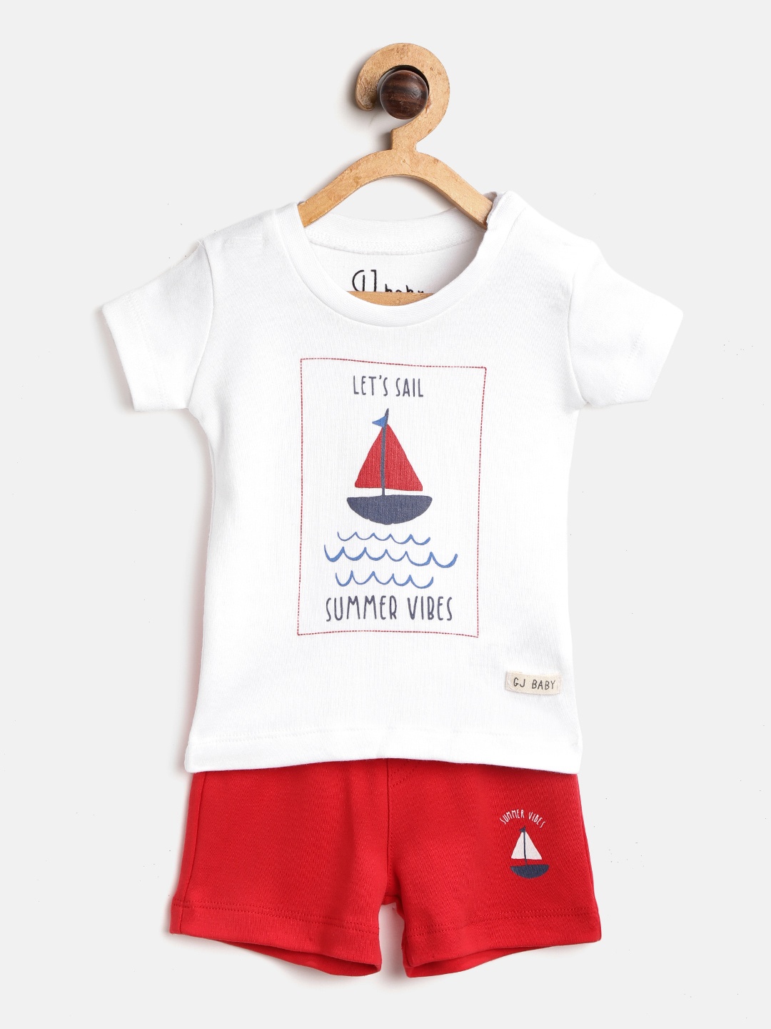 

Gini and Jony Girls White & Red Printed T-shirt with Shorts