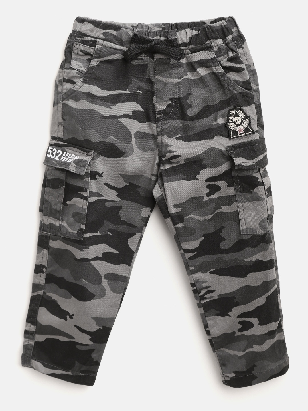 

Palm Tree Boys Grey & Olive Green Regular Fit Printed Cargos