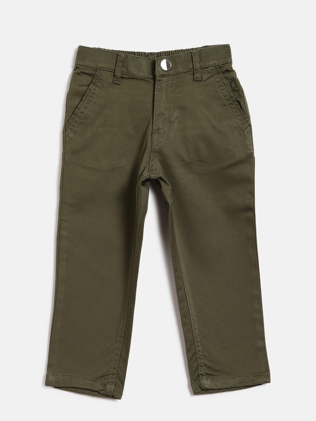 

Gini and Jony Boys Olive Green Regular Fit Solid Chinos