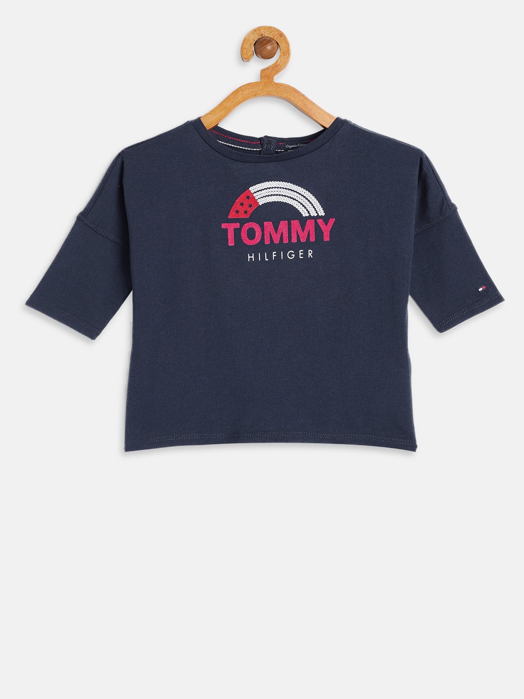 

Tommy Hilfiger Girls Blue Printed Round Neck Pure Cotton T-shirt