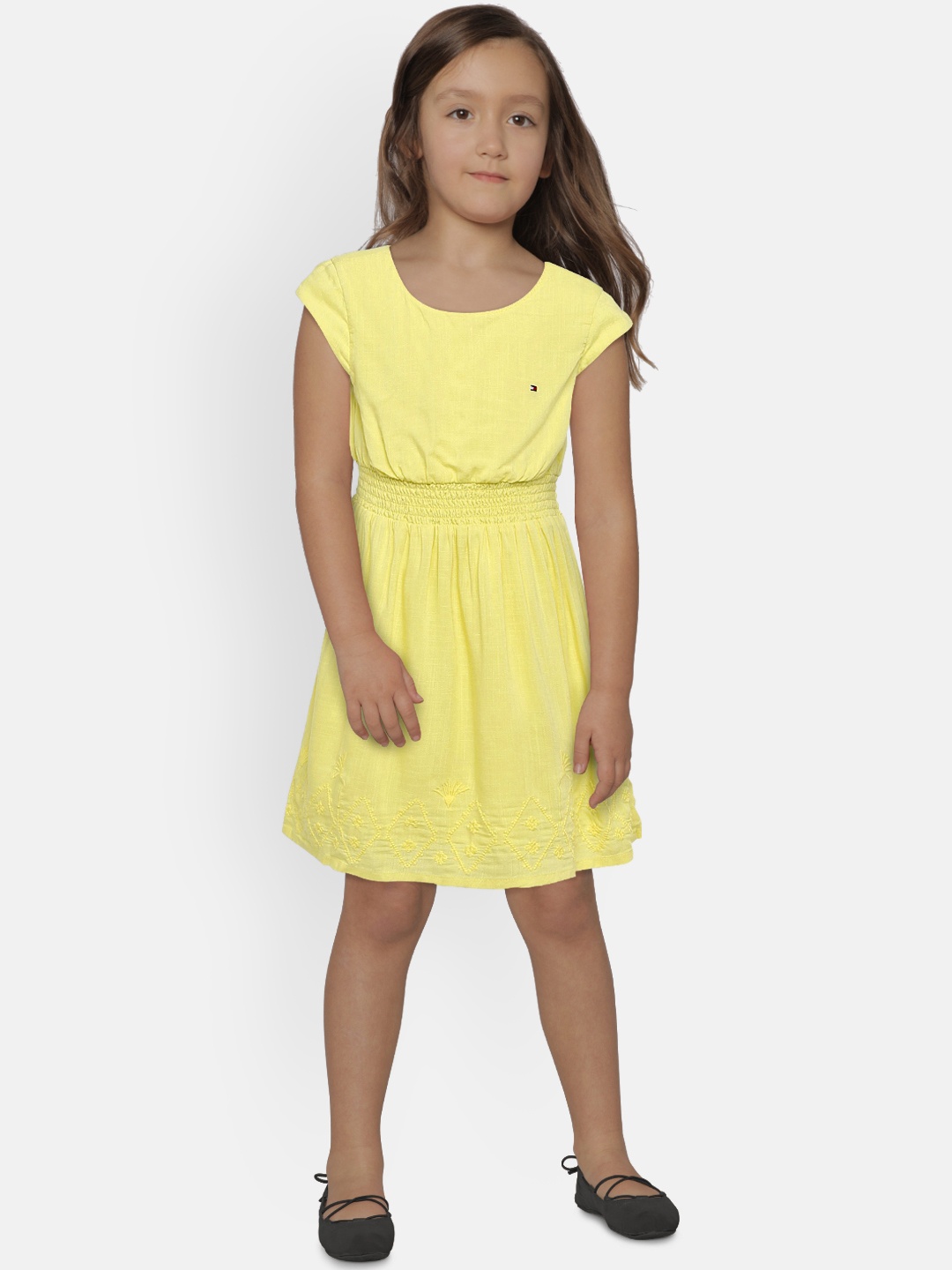 

Tommy Hilfiger Girls Solid Yellow Fit and Flare Dress