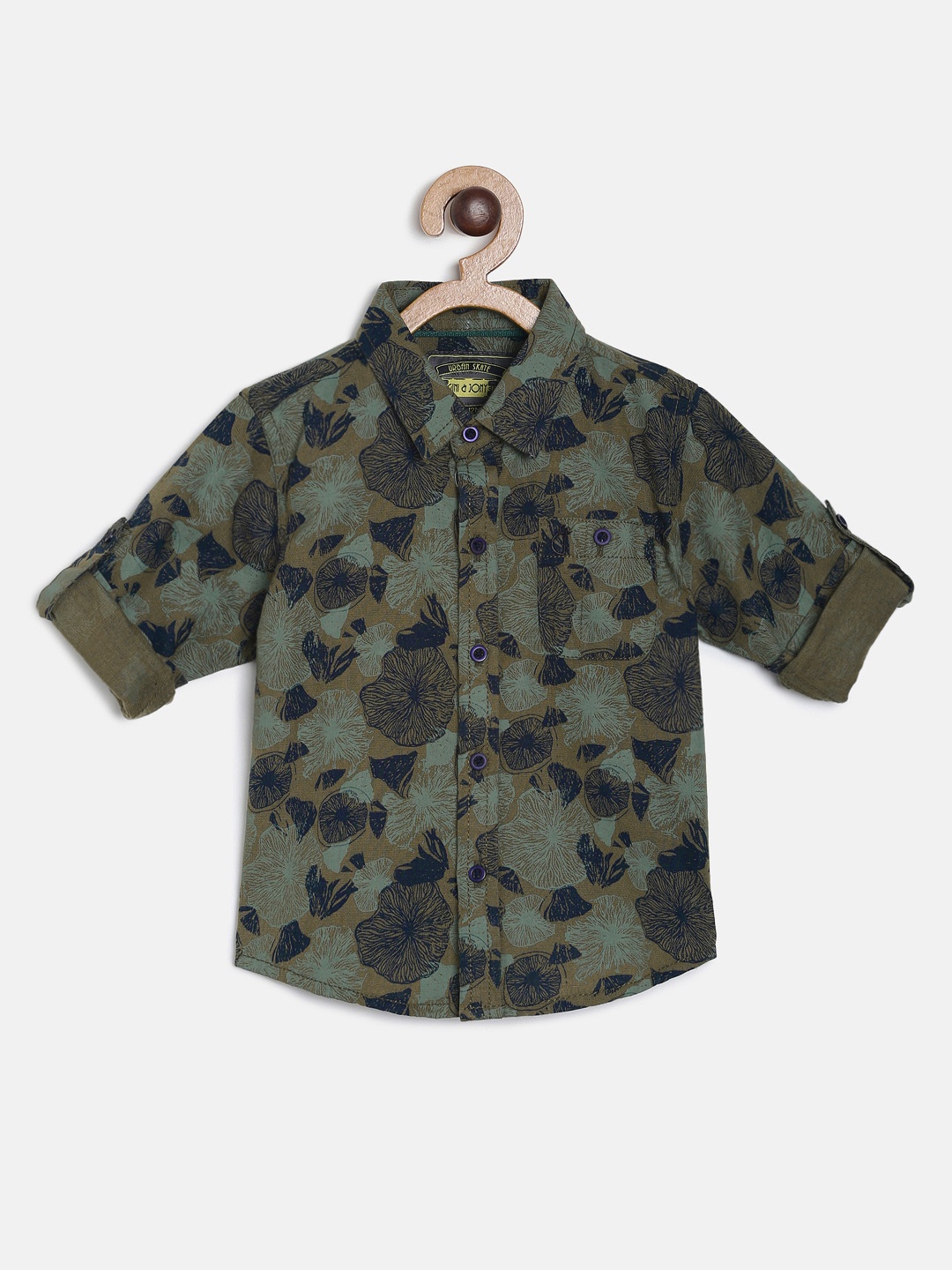 

Gini and Jony Boys Green Regular Fit Printed Casual Shirt