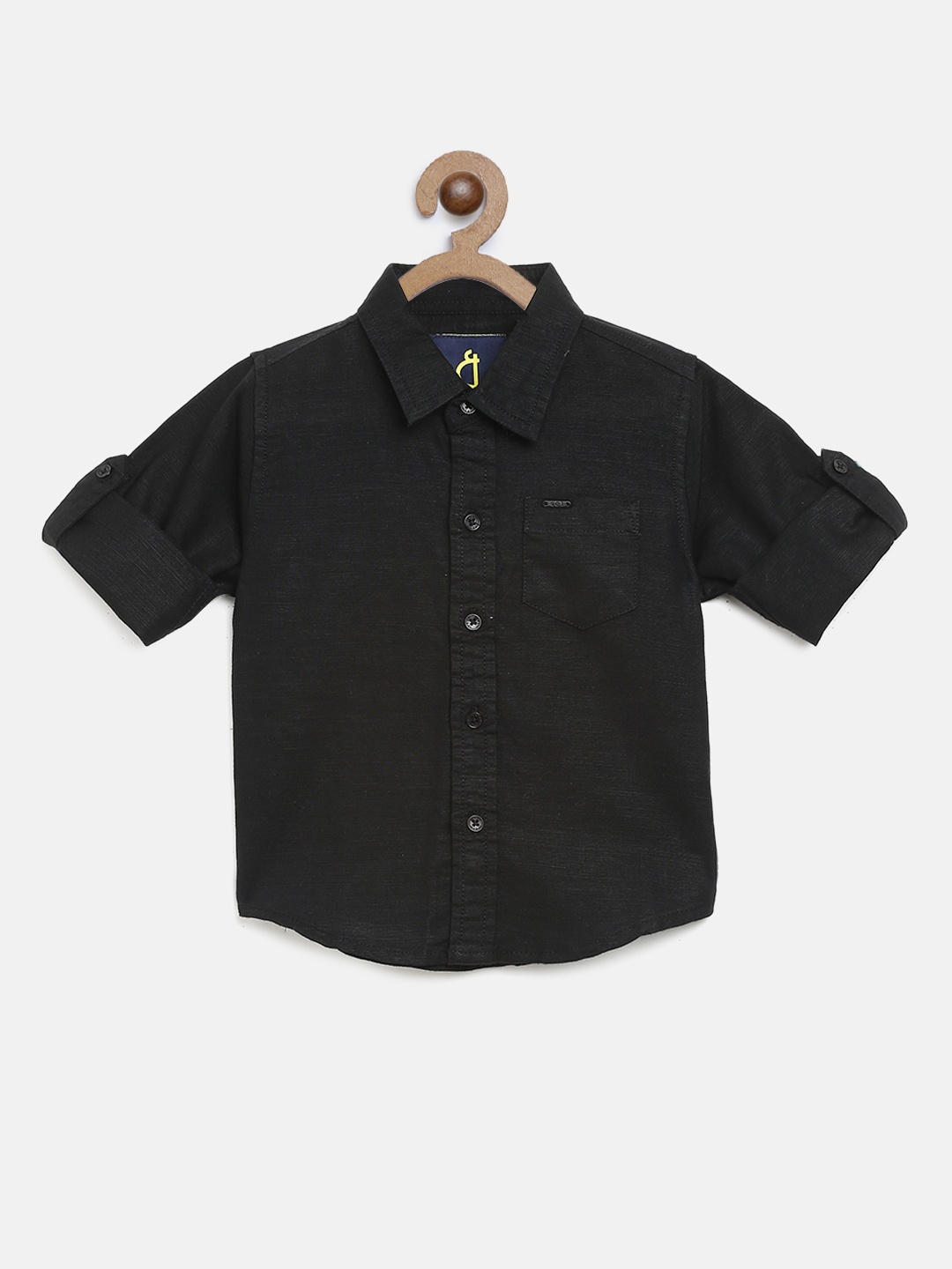 

Gini and Jony Boys Black Regular Fit Solid Casual Shirt