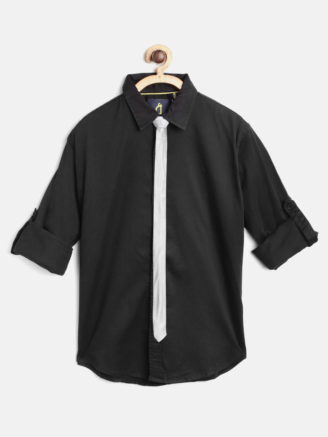 

Gini and Jony Boys Black Regular Fit Solid Casual Shirt