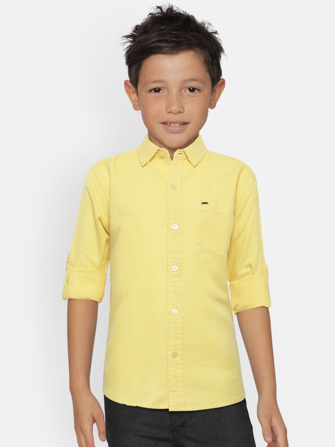 

Gini and Jony Boys Yellow Regular Fit Solid Casual Shirt