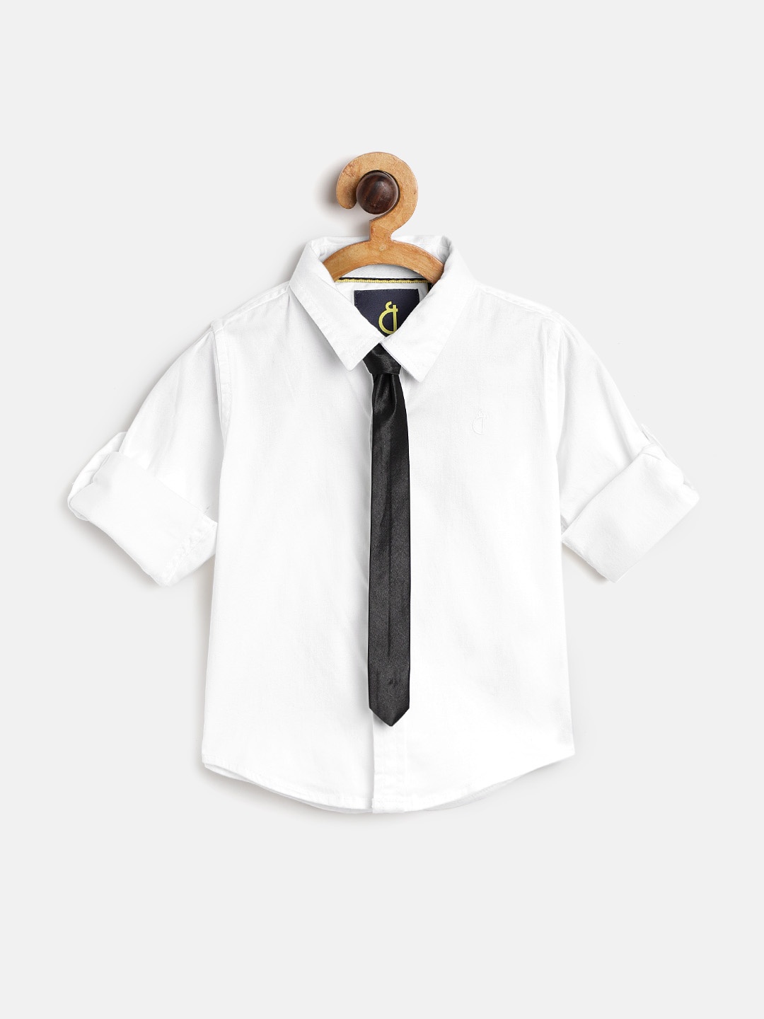 

Gini and Jony Boys White Regular Fit Solid Casual Shirt with Tie