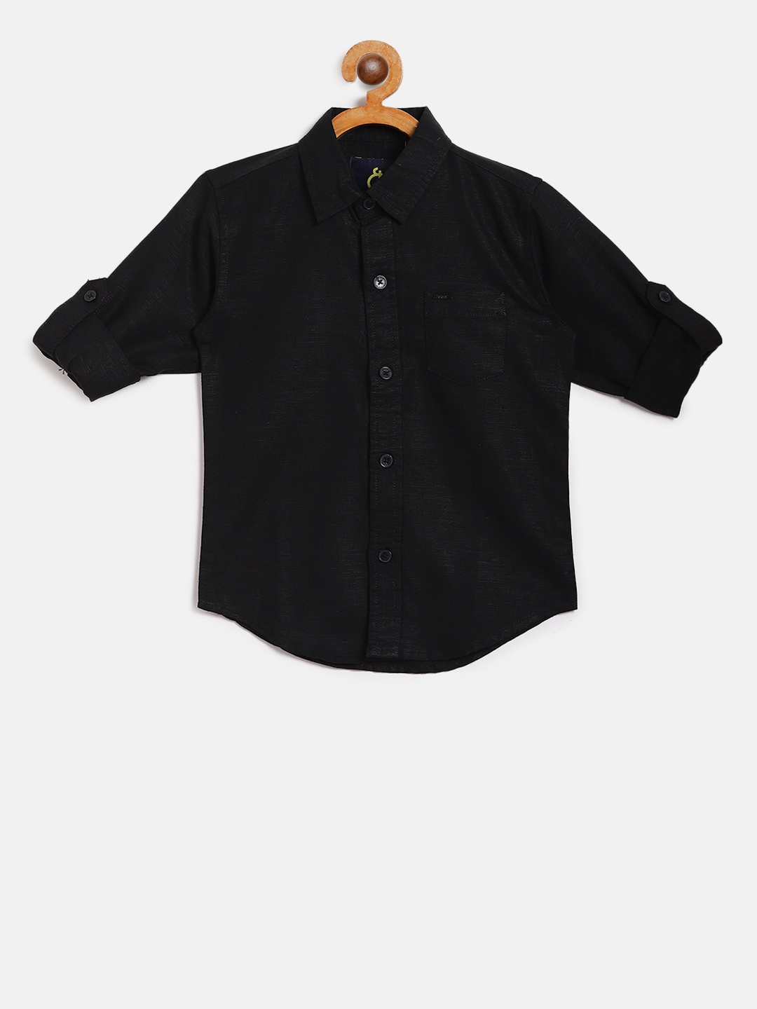 

Gini and Jony Boys Black Regular Fit Solid Casual Shirt