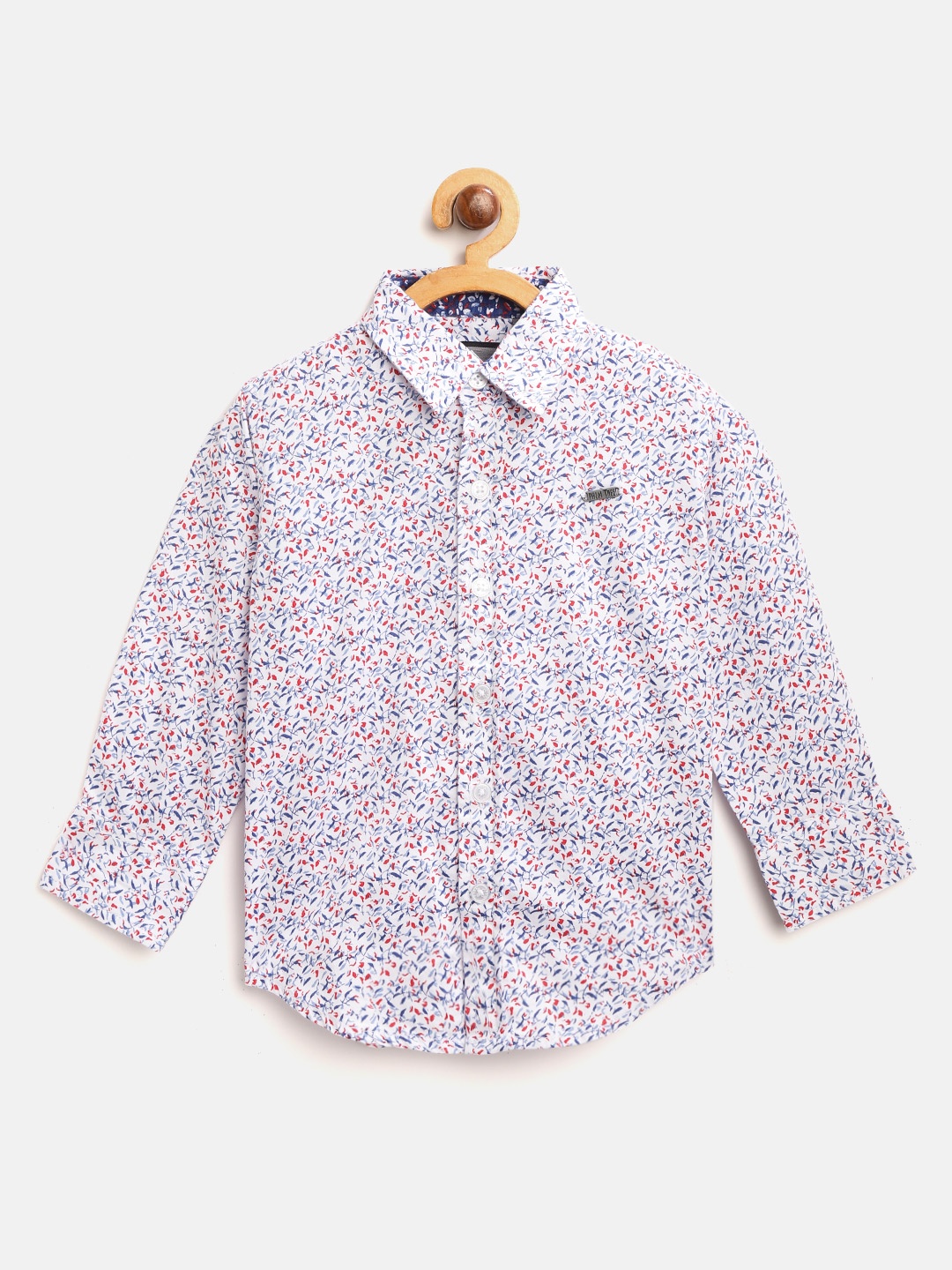 

Palm Tree Boys White & Blue Regular Fit Printed Casual Shirt