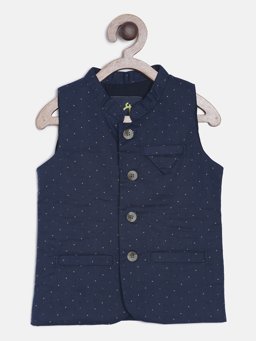 

Gini & Jony Boys Navy Blue Printed Nehru Jacket