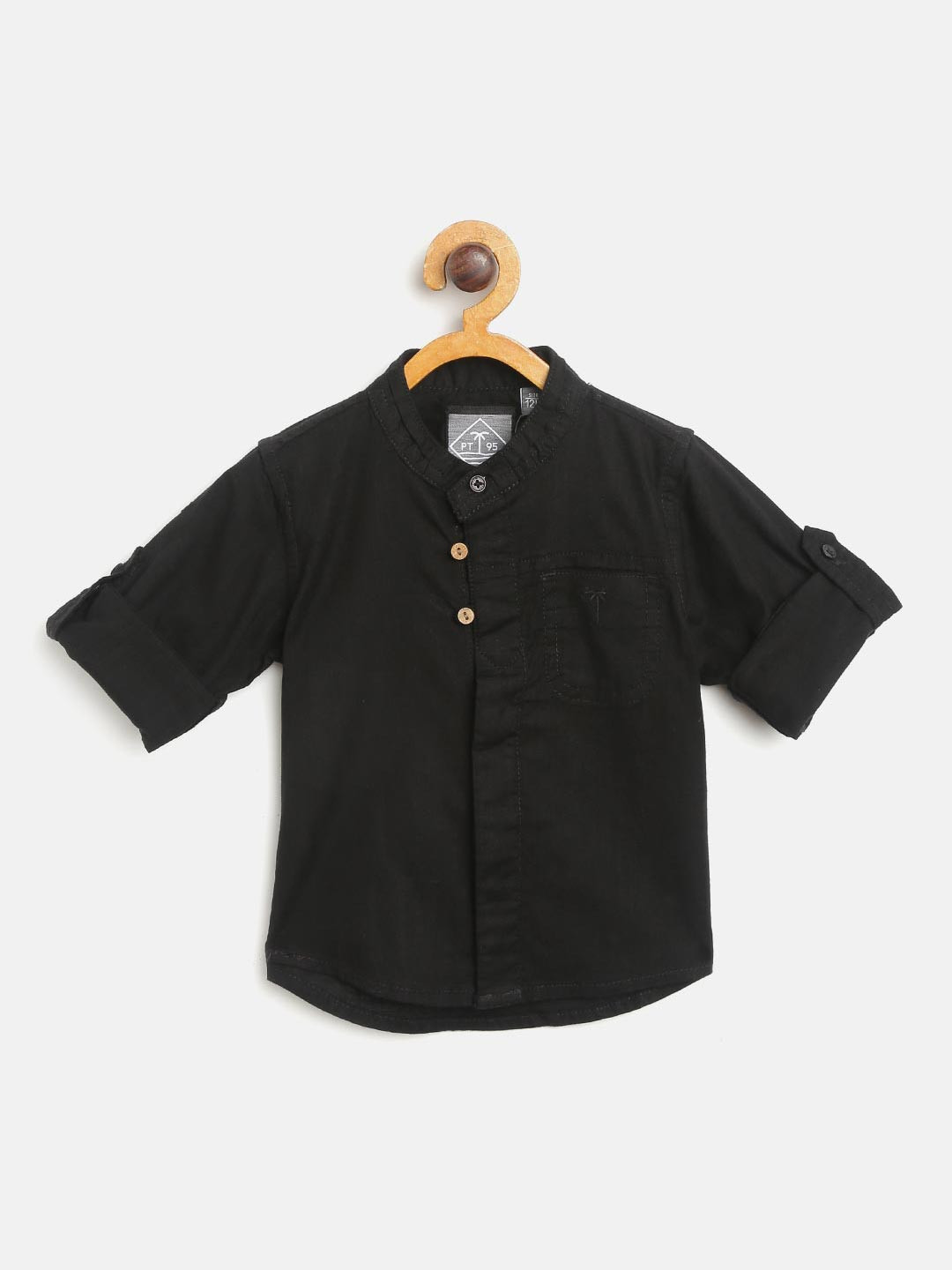 

Palm Tree Boys Black Regular Fit Solid Casual Shirt