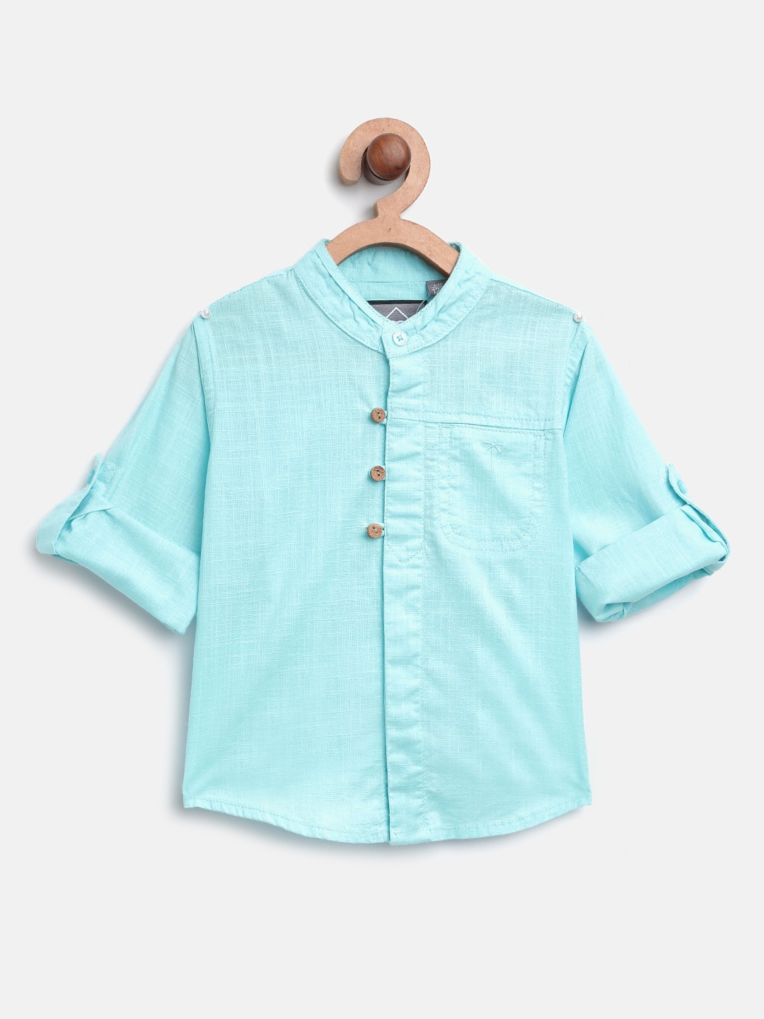 

Palm Tree Boys Blue Regular Fit Solid Casual Shirt