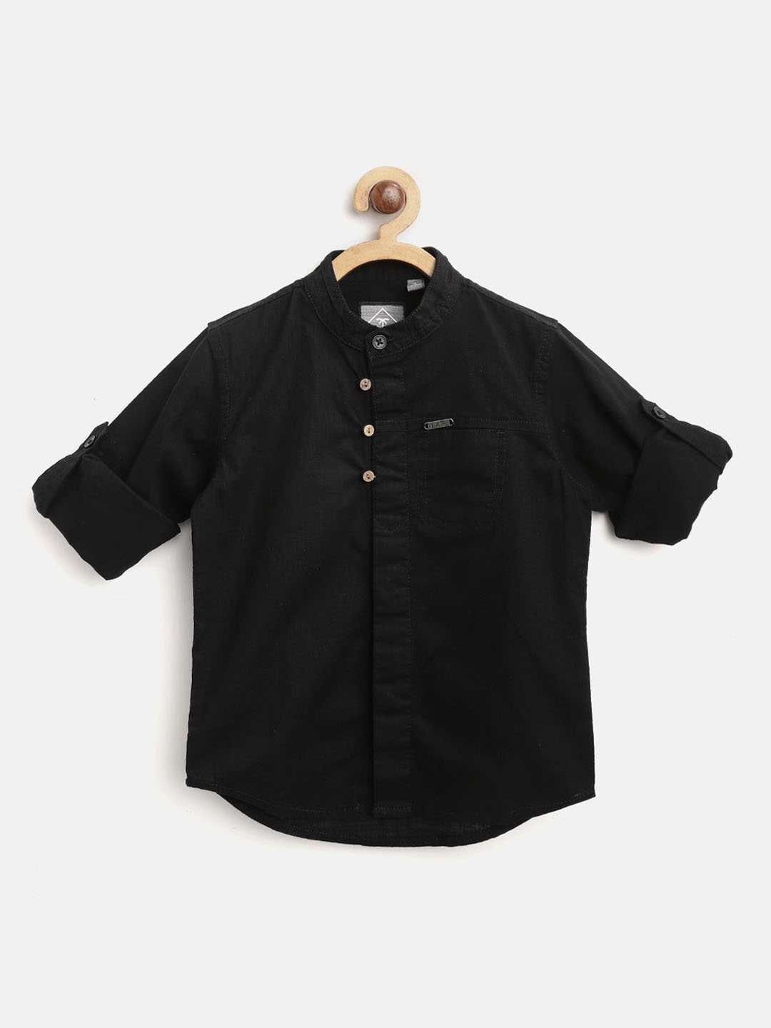 

Palm Tree Boys Black Regular Fit Solid Casual Shirt