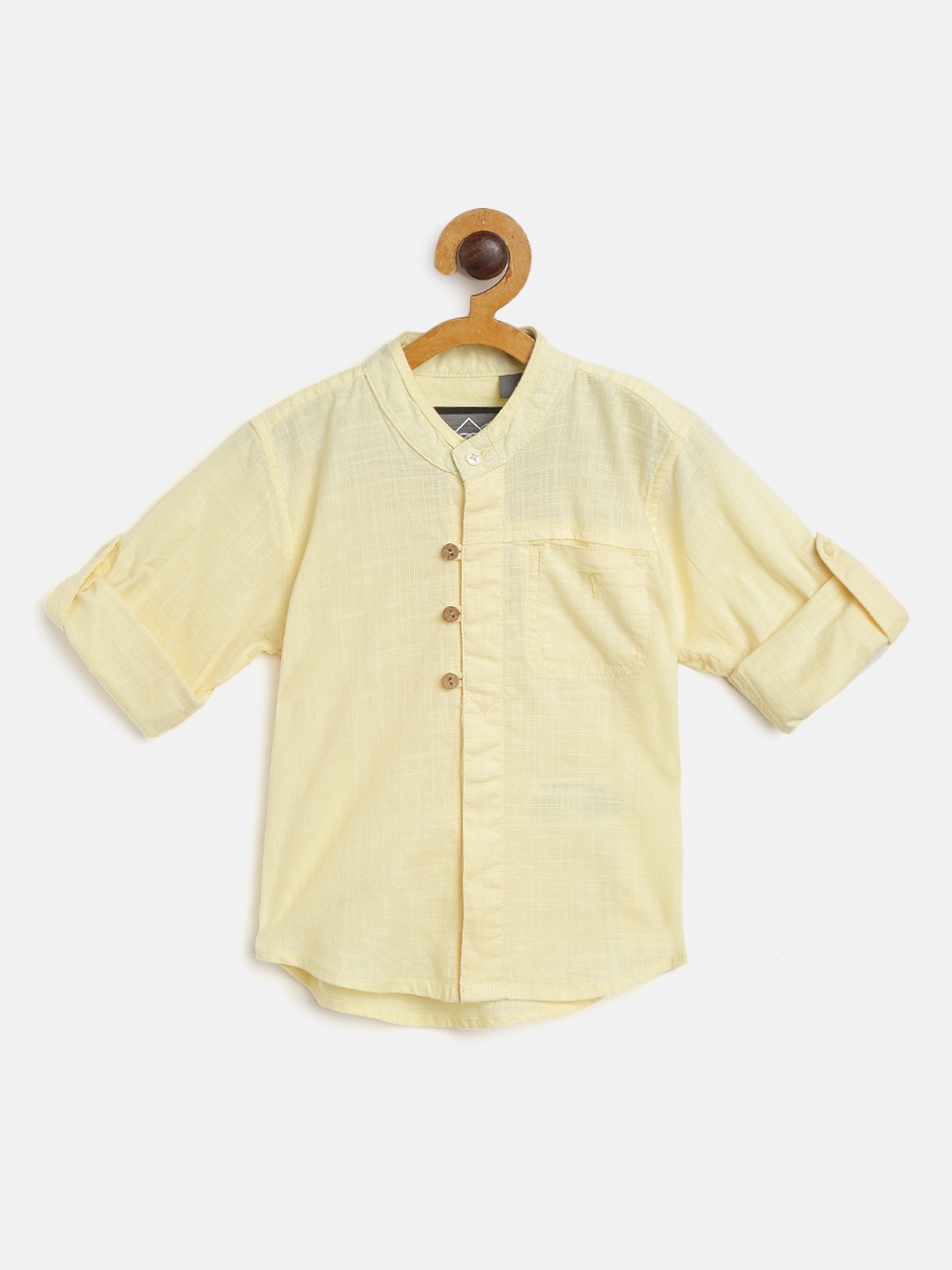 

Palm Tree Boys Yellow Regular Fit Solid Casual Shirt