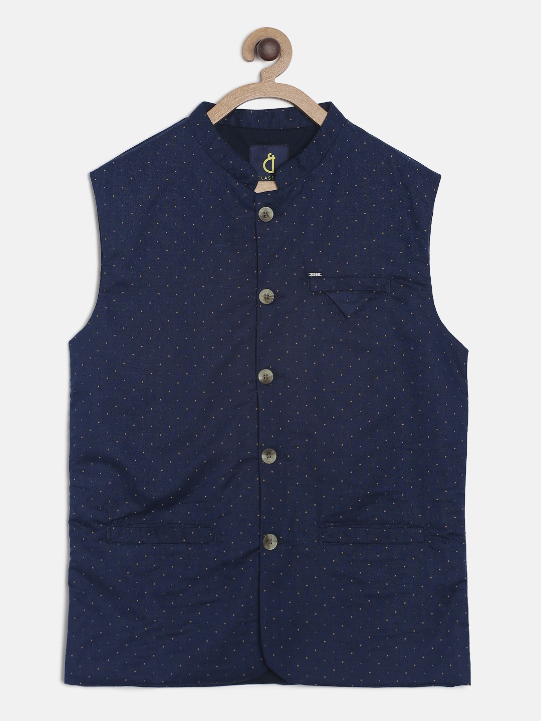 

Gini & Jony Boys Navy Blue Printed Nehru Jacket