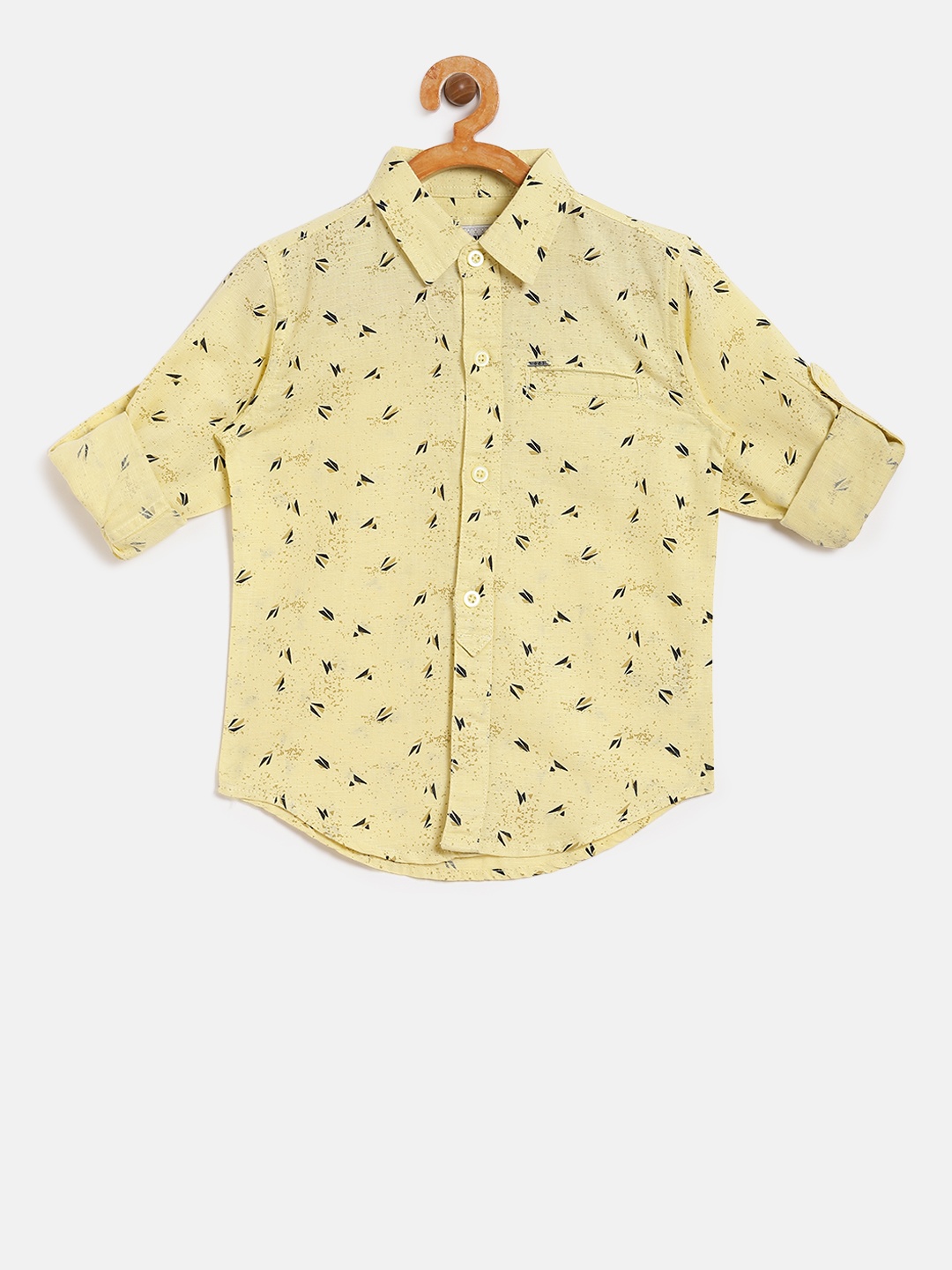 

Gini and Jony Boys Yellow & Black Regular Fit Printed Casual Shirt