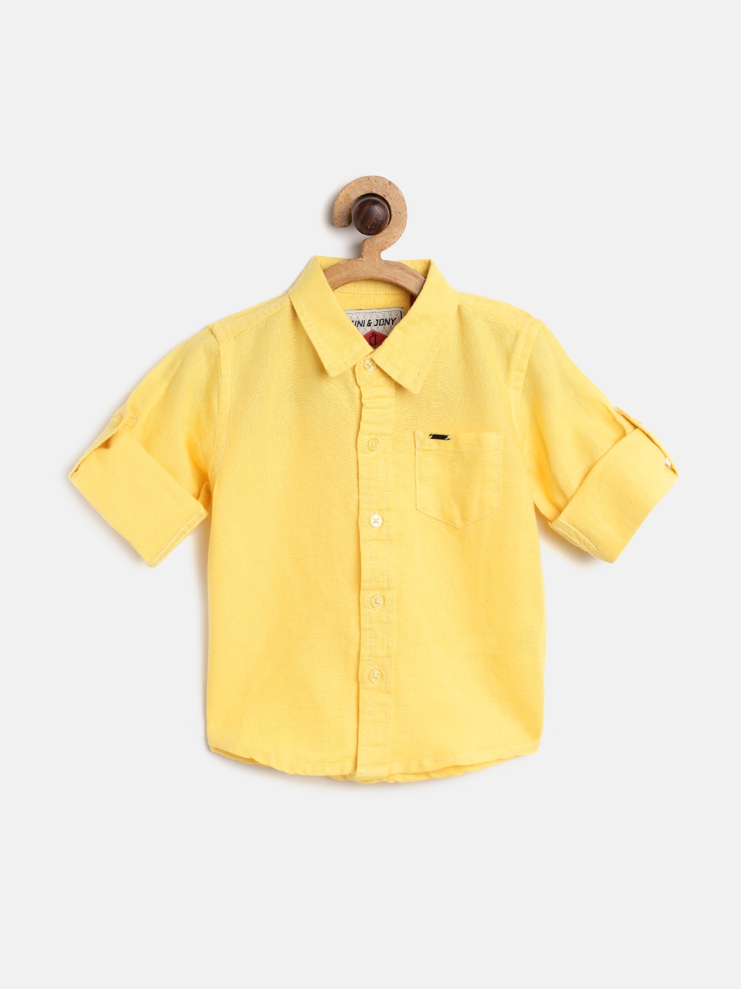 

Gini and Jony Boys Yellow Regular Fit Solid Casual Shirt