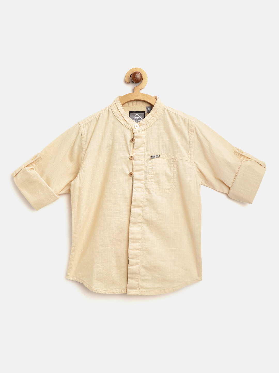 

Palm Tree Boys Beige Regular Fit Solid Casual Shirt
