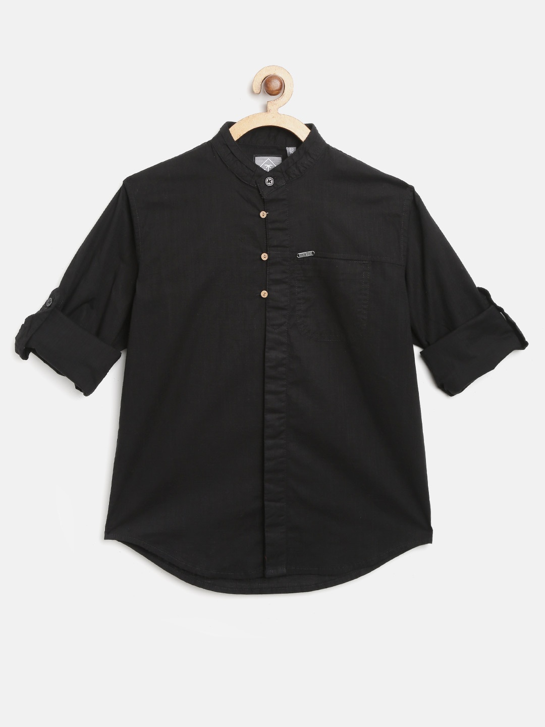 

Palm Tree Boys Black Regular Fit Solid Casual Shirt