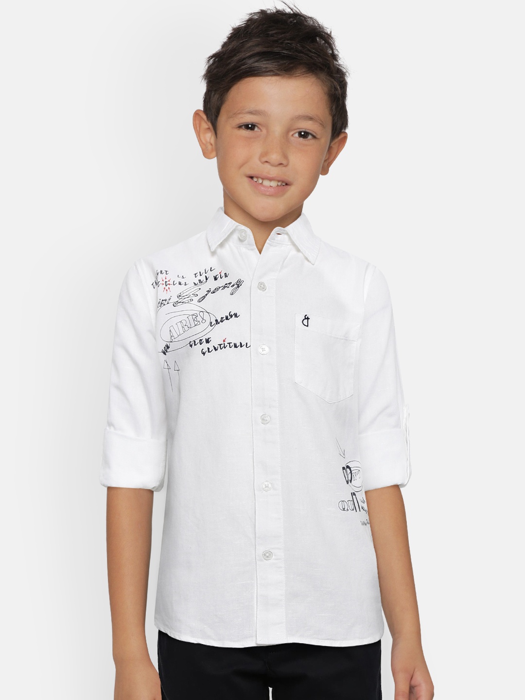 

Gini and Jony Boys White Regular Fit Printed Casual Shirt