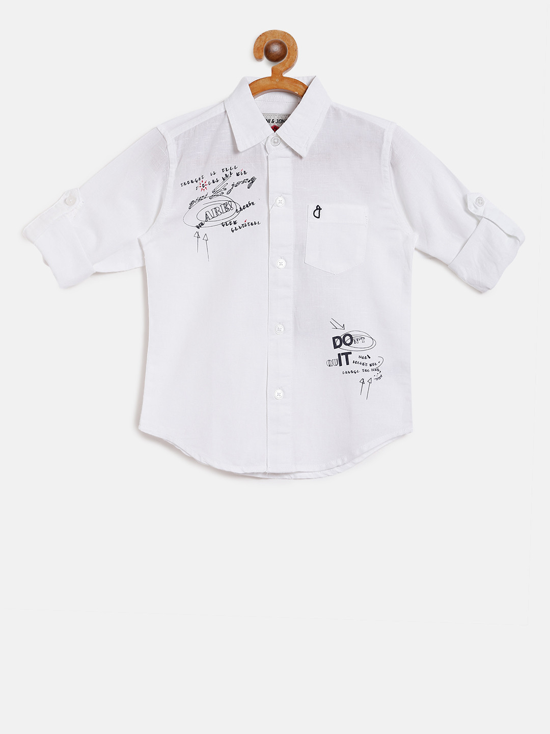 

Gini and Jony Boys White Regular Fit Printed Detail Casual Shirt