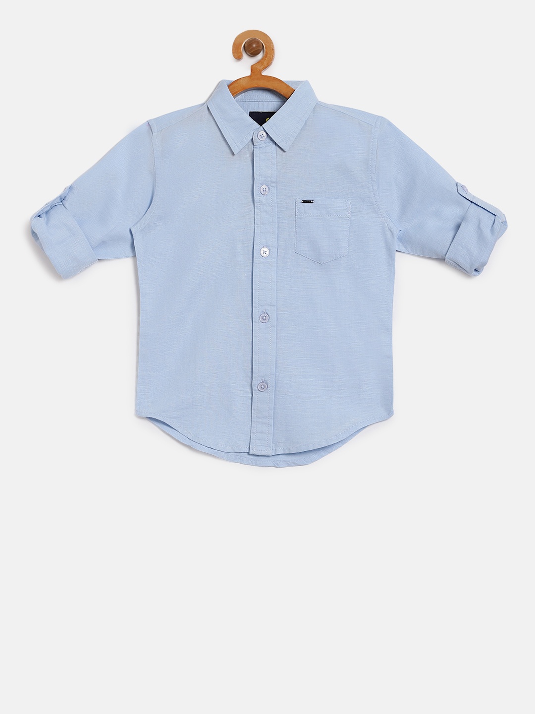 

Gini and Jony Boys Blue Regular Fit Solid Casual Shirt