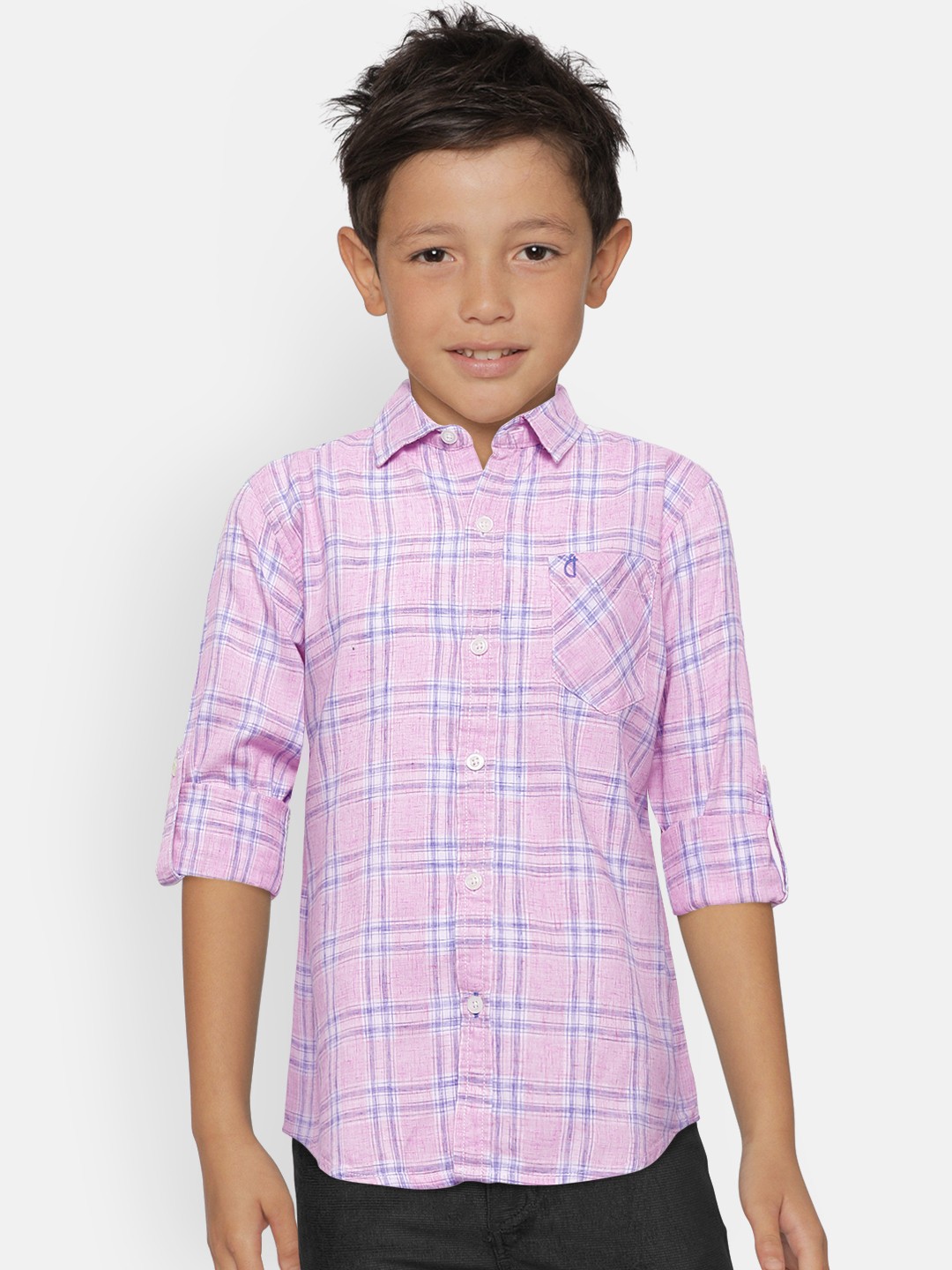 

Gini and Jony Boys Pink & Blue Regular Fit Checked Casual Shirt