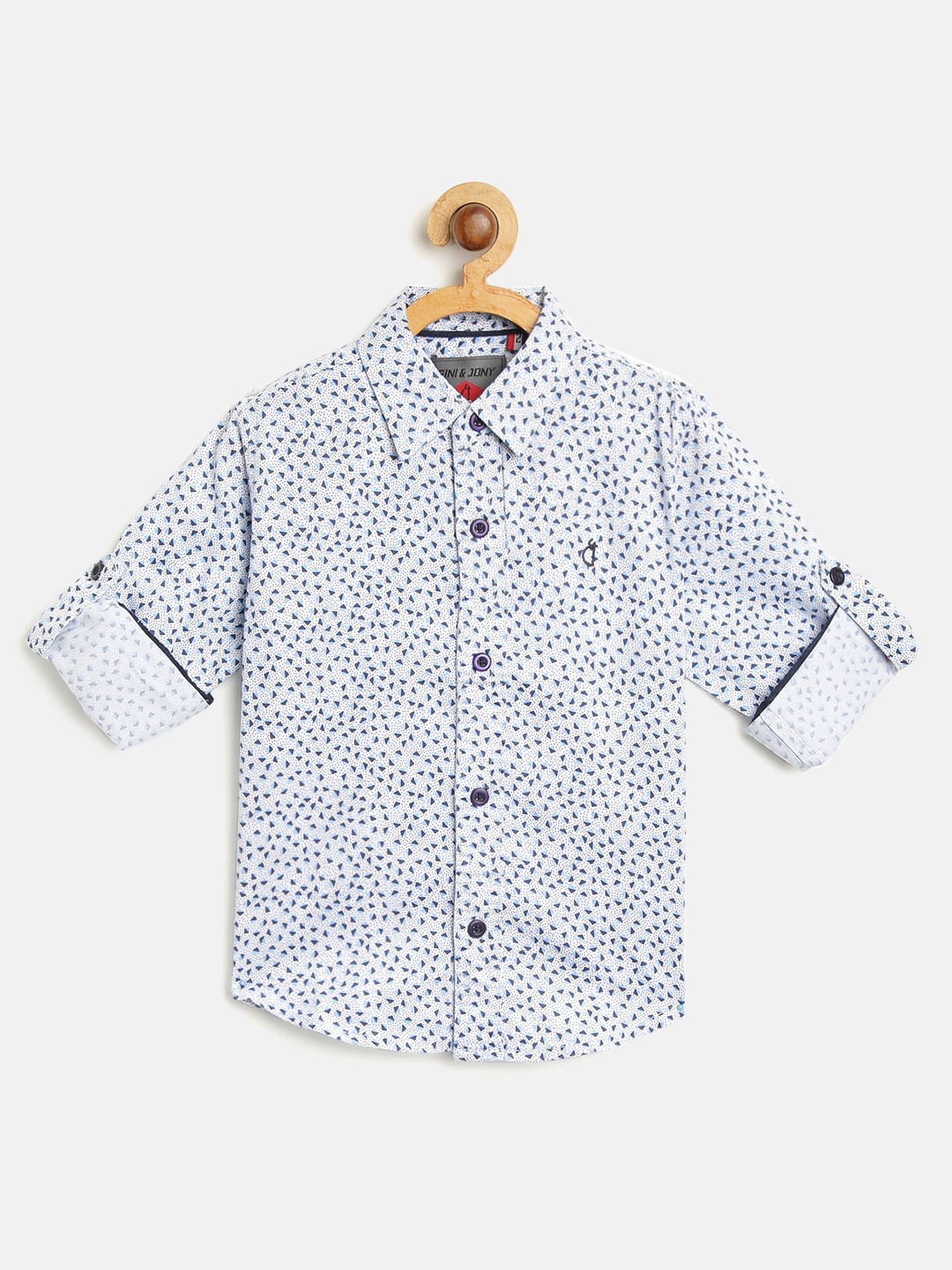 

Gini and Jony Boys Blue & White Regular Fit Printed Casual Shirt