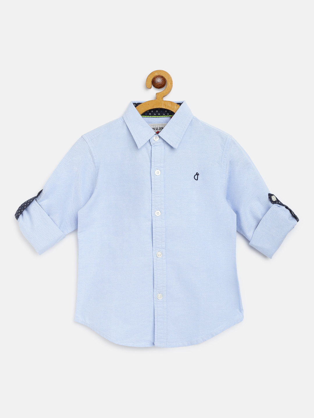 

Gini and Jony Boys Blue Regular Fit Solid Pure Cotton Casual Shirt