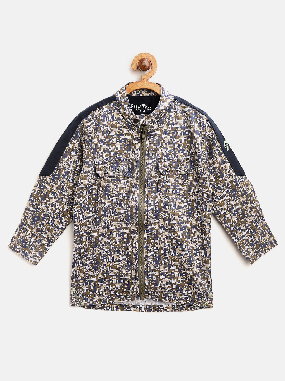 

Palm Tree Boys Blue & Olive Green Regular Fit Printed Casual Shirt