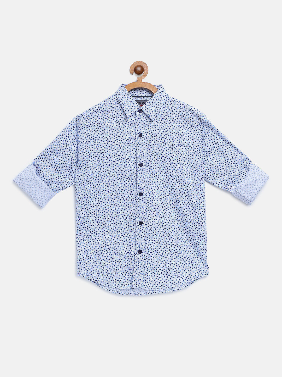 

Gini and Jony Boys Blue & White Regular Fit Printed Casual Shirt