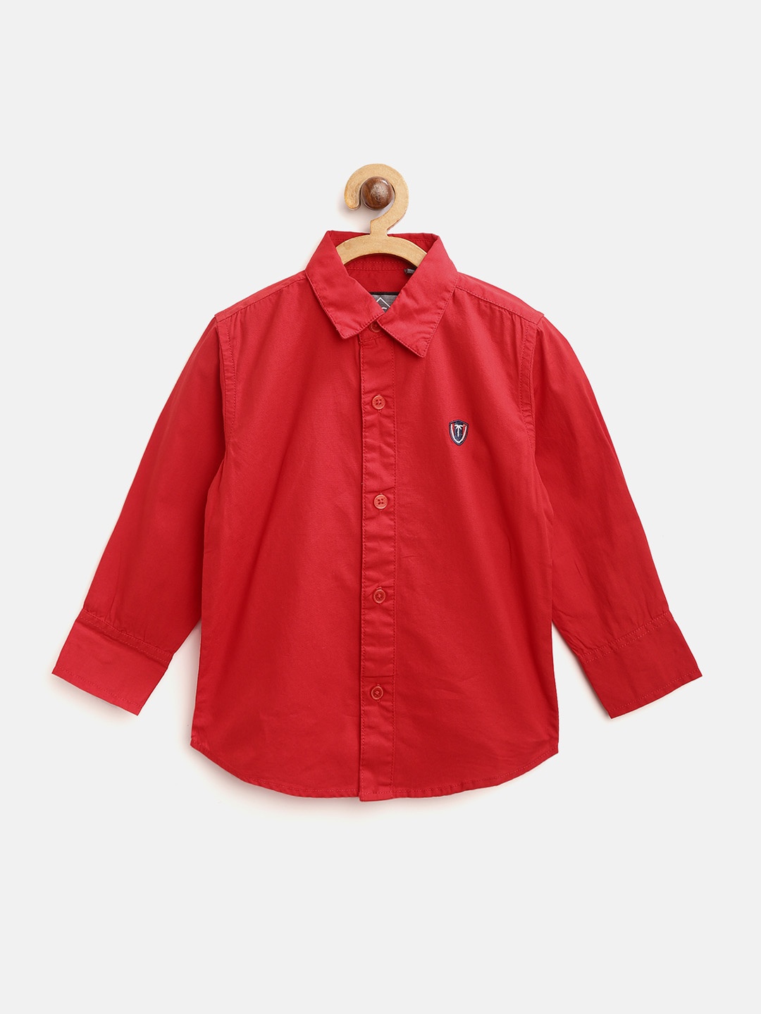 

Palm Tree Boys Red Regular Fit Solid Casual Shirt