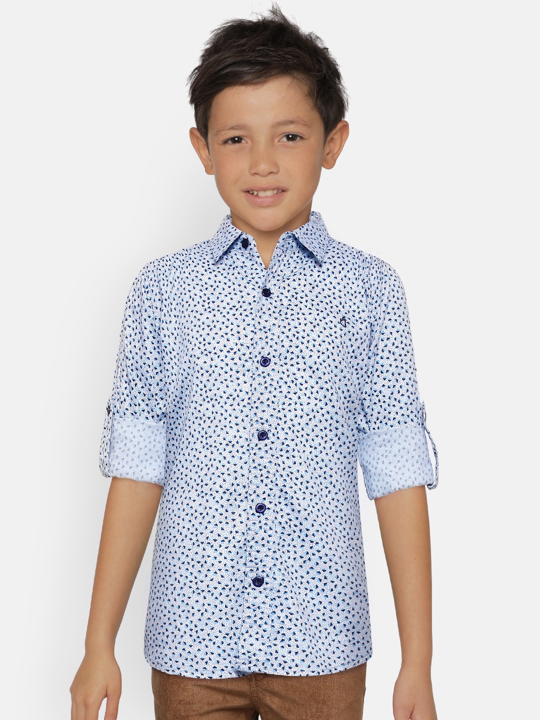 

Gini and Jony Boys Blue & White Regular Fit Printed Casual Shirt