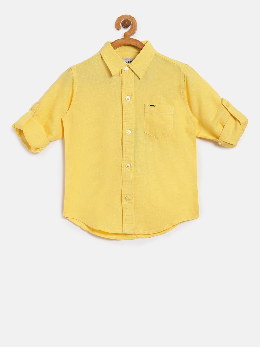 

Gini and Jony Boys Yellow Regular Fit Solid Casual Shirt