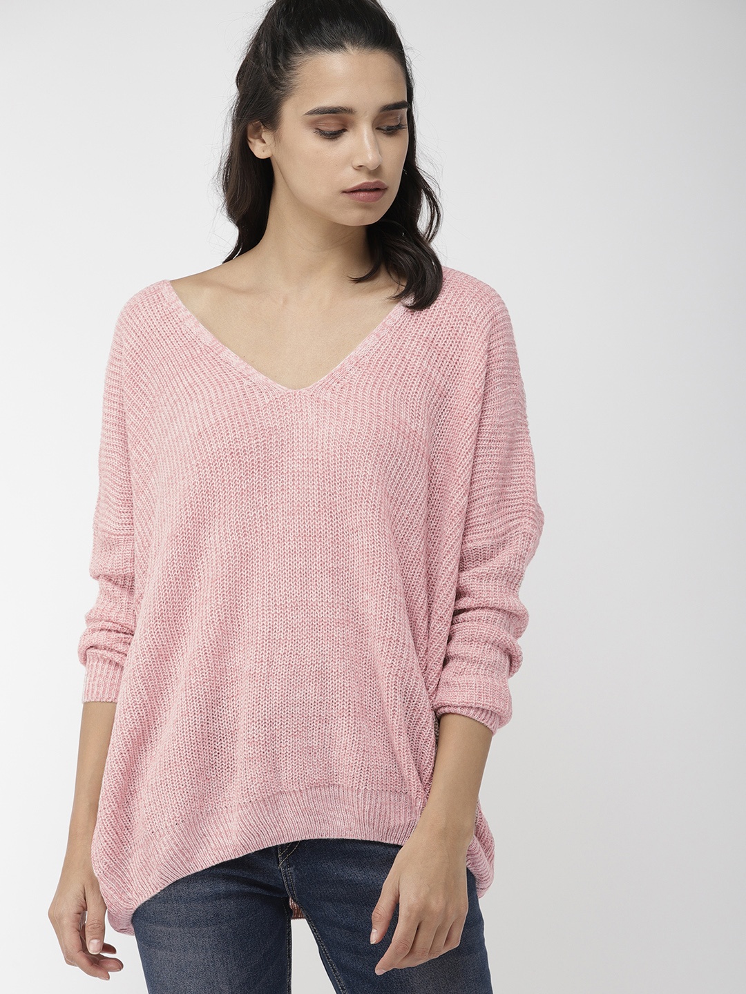 

FOREVER 21 Women Pink Self Design Styled Back Acrylic Sweater
