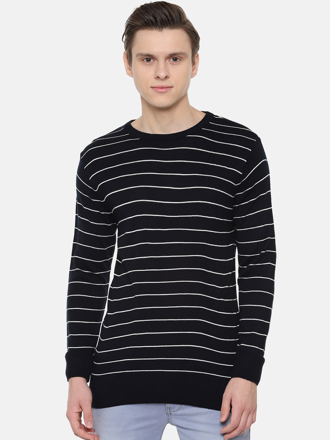 

People Men Black & White Striped Sweater