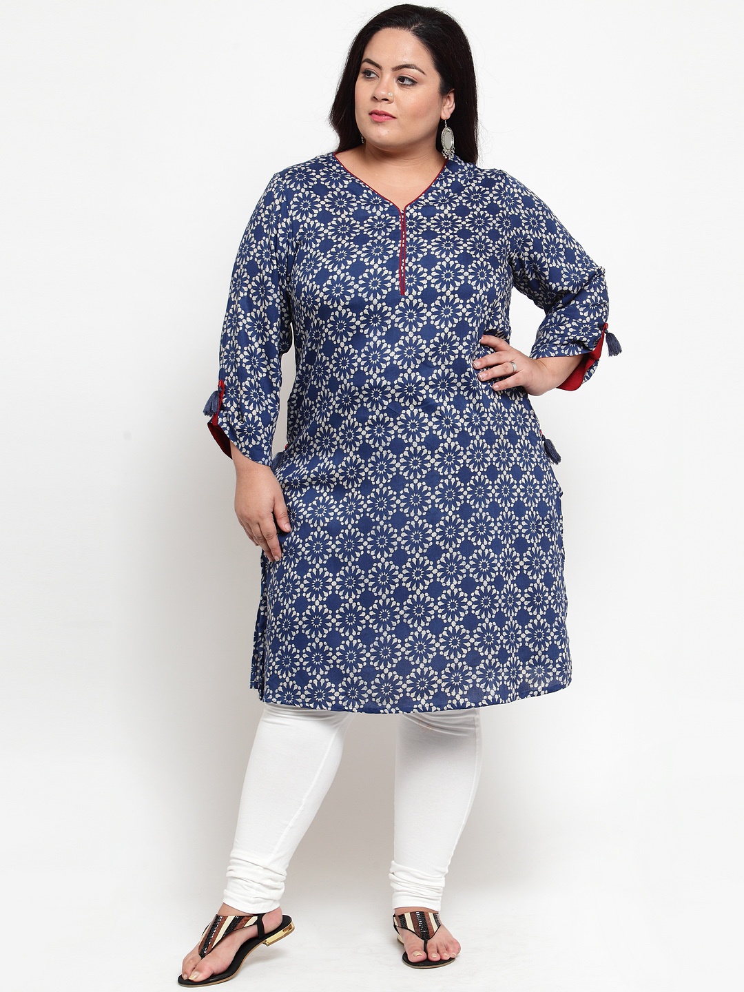 

plusS Women Blue Printed A-Line Kurta